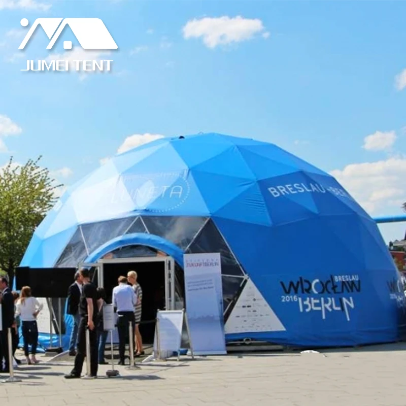 Windproof Free Span Blue Big Geodesic Round Dome Tent For Events With
