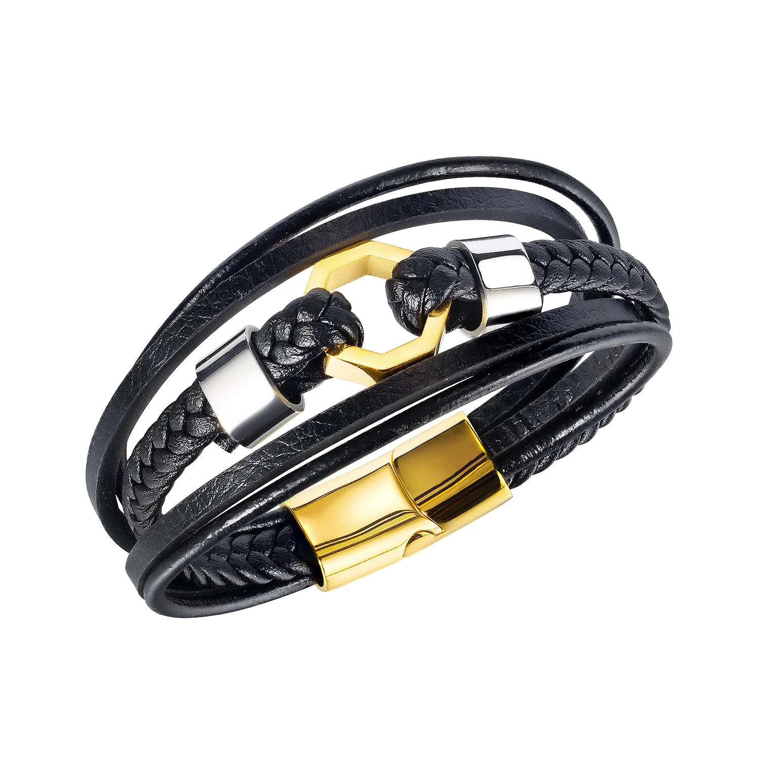 

Mens Multilayer Leather Bracelet Magnetic Clasp Braided Rope Multi Layer Leather Wrap Bracelet Pulsera Hombre