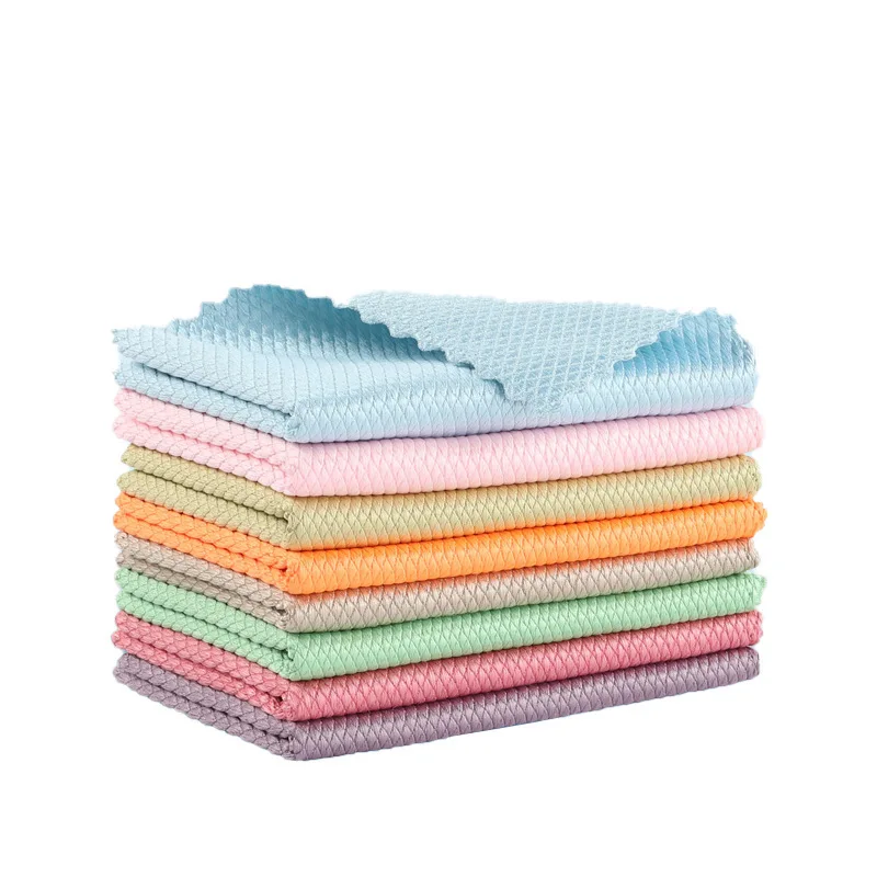 

Wholesale microfiber cleaning cloth glass rag fish scale cloth absorbent dish towel, As the picture show