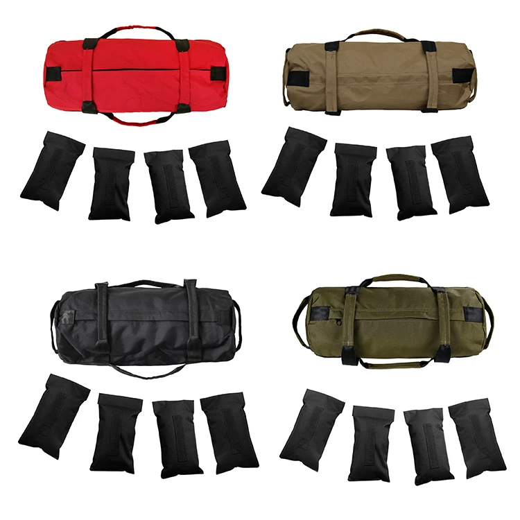 

Wholesale Heavy Duty Durable 900D Oxford Material 8 Handles 4 Filler Bags Workouts Fitness Sandbag for Training, Black,army green,red