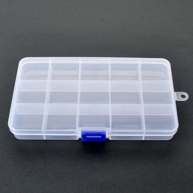 

15 Grids Clear Plastic Jewelry Organizer Box with Fixed Dividers Earring Storage Containers Small Craft Storage Box