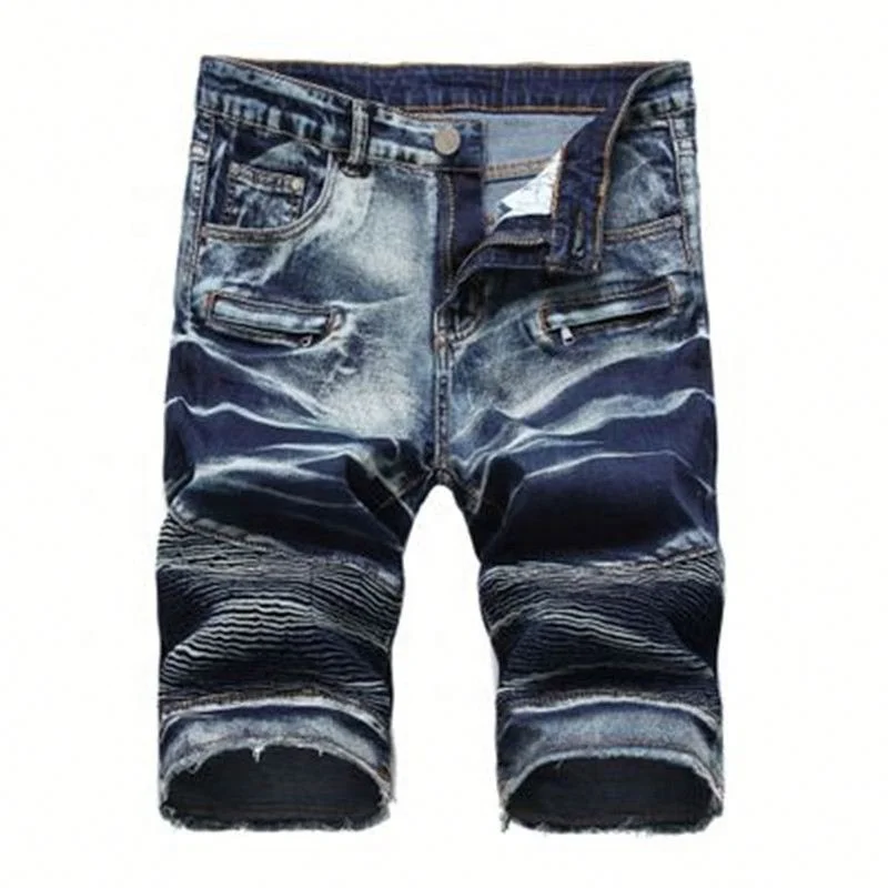 

Jhcentury Younger Retro Blue Fashion pants Summer men's Pure Color European Short pants Classic New Hip Hop Jeans, Customized color