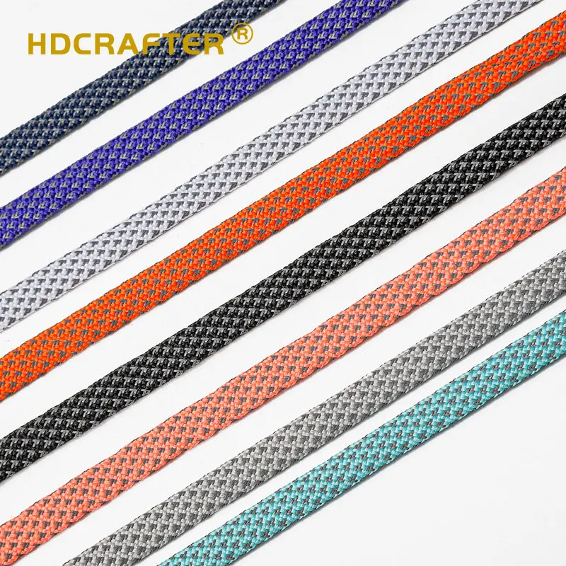 

HDCRAFTER Factory wholesale high brightness reflective polyester double-layer flat polyester shoelaces, Picture color