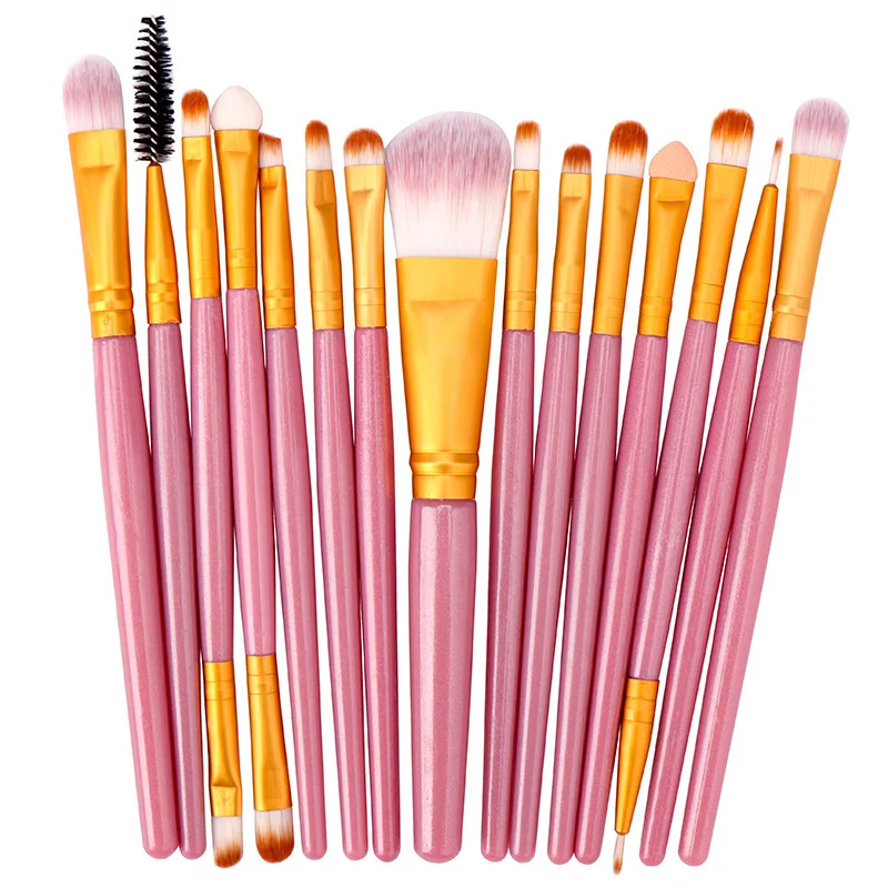 

Luxury Make Up Brushes 15pcs Set With PE Bag Body Professional Synthetic Hair High End Custom Private Label Makeup Brush Set, Customized color