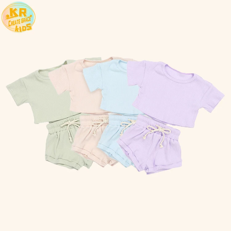 

Top Quality 2021 Unisex Kid Summer Custom Pit Strip Baby Girls Tracksuit Clothing Set, Customized color