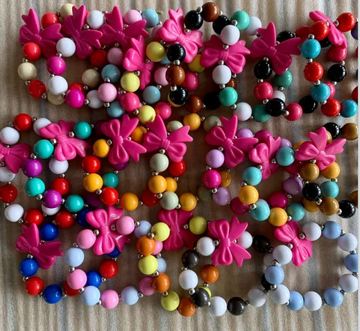 

new arrival children cute bow plastic beaded bracelets little girl colorful beads bracelets jewelry kids gifts 2021, As picture