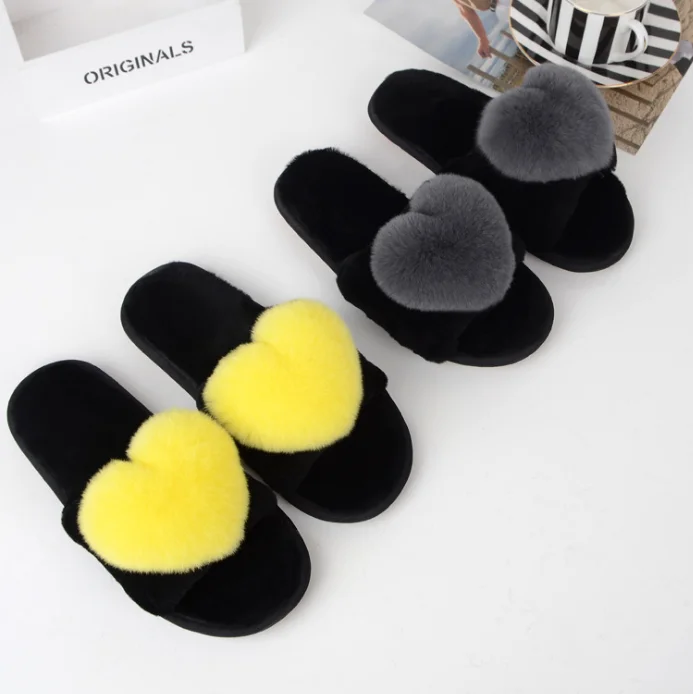 

Custom Fashion multi colored real fox sandals 2019 slides wholesale fur slippers women for women, Many colors