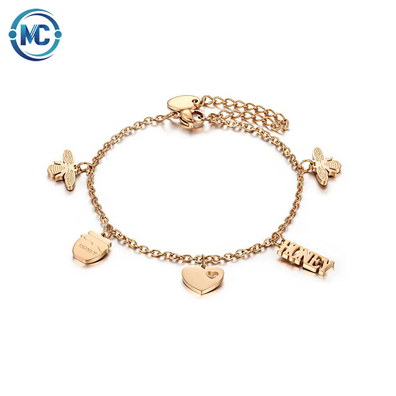 

2021 Hot sale fashion letter heart charm adjustable women bracelet jewelry