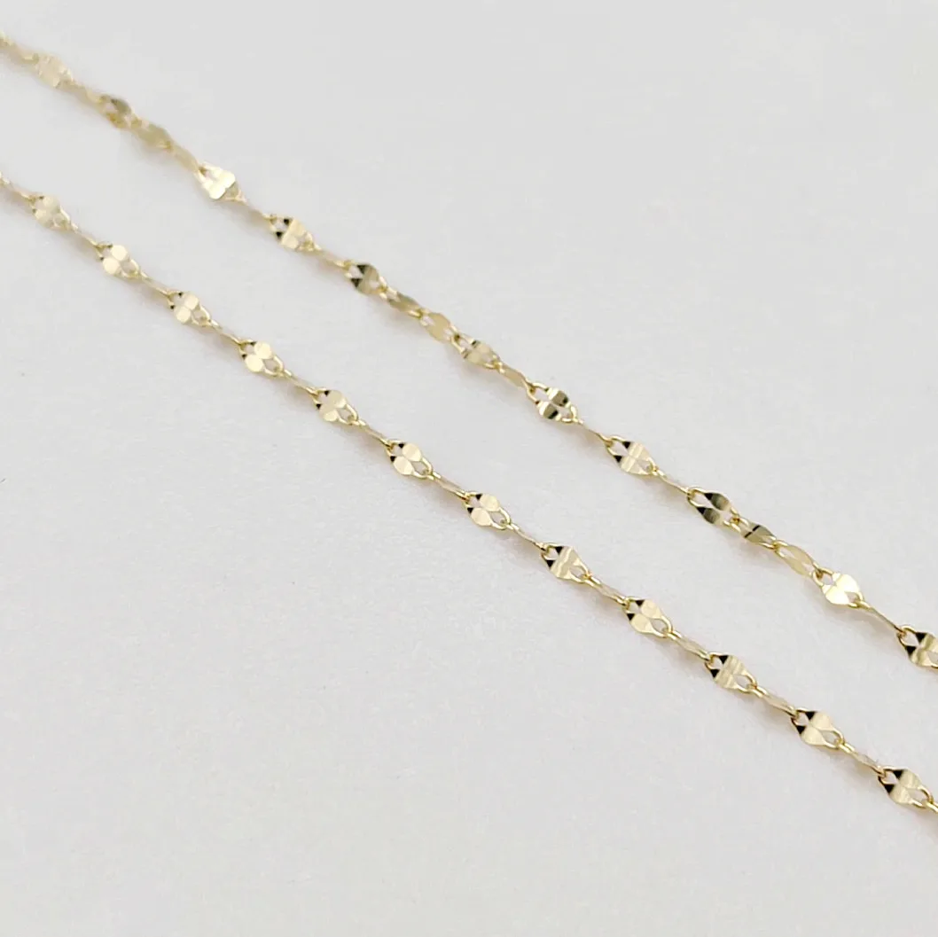 

14k Solid Gold Jewelry Gold Chain Designs For Ladies 1.7mm Wide Lips Chain 14K Pure Gold Chain Roll