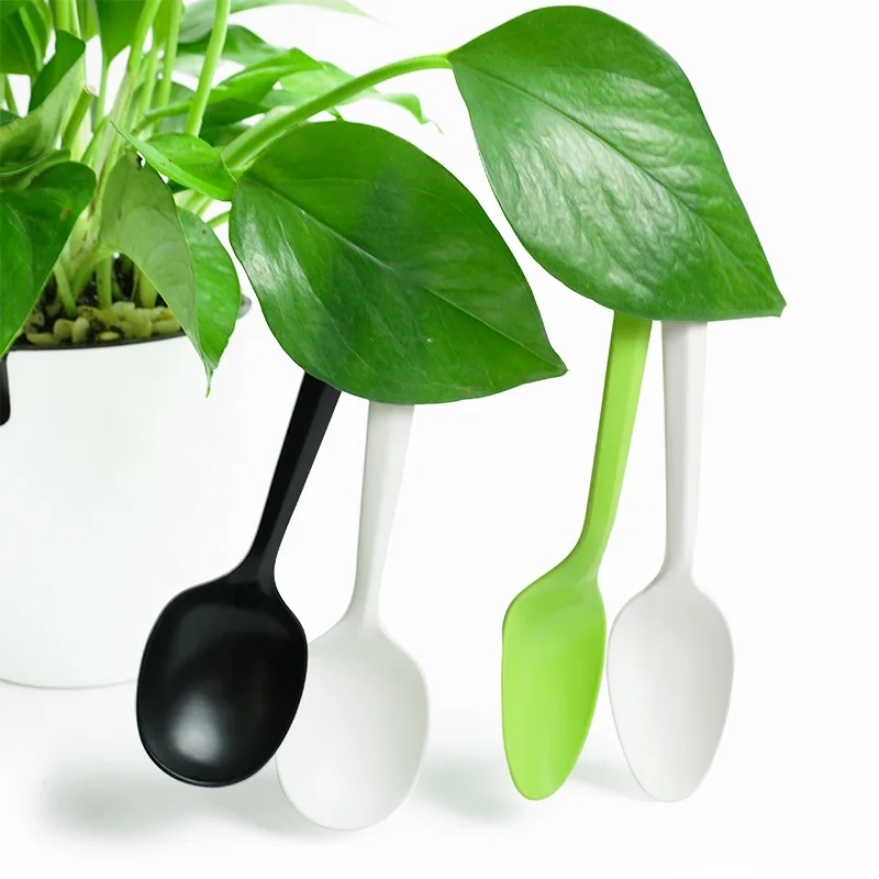 

Hot Selling Disposable Biodegradable Black Soup Spoon With Custom Logo