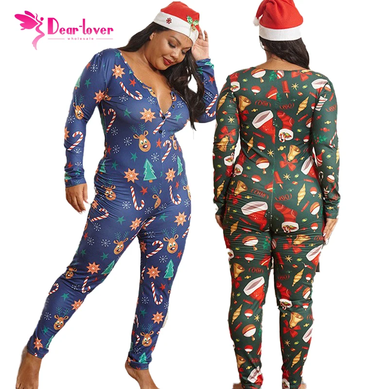 

Sexy Christmas Plus Size Winter Pyjamas One Piece Sets Onesie Women Plus Size Jumpsuit Playsuits