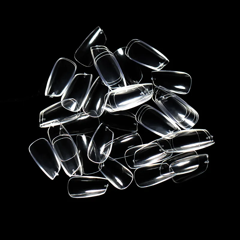 

2021 ANGNYA New Arrival 240 PCs/Box Oblique Lipstick Full Cover Clear Transparent Acrylic Nail Tips Dual Form Nail Tip