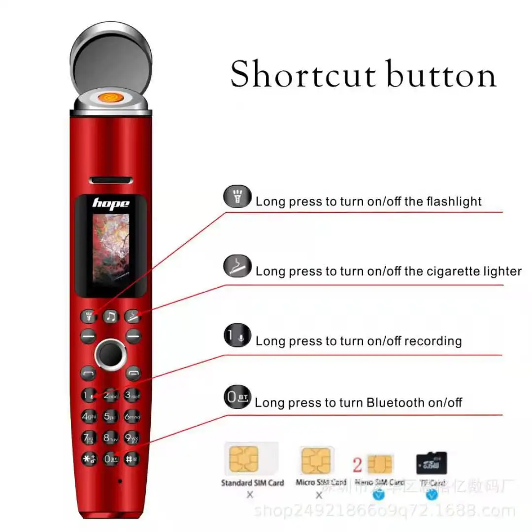 

wireless headphone dialer mini mobile phone with flash light