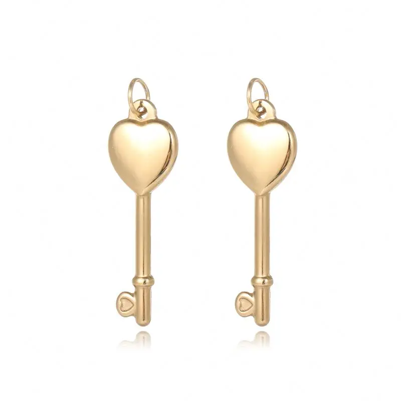 

2021 Fashion Trend Female Simple Key Heart Women Necklace Gold Plates Accessories, Gold corol