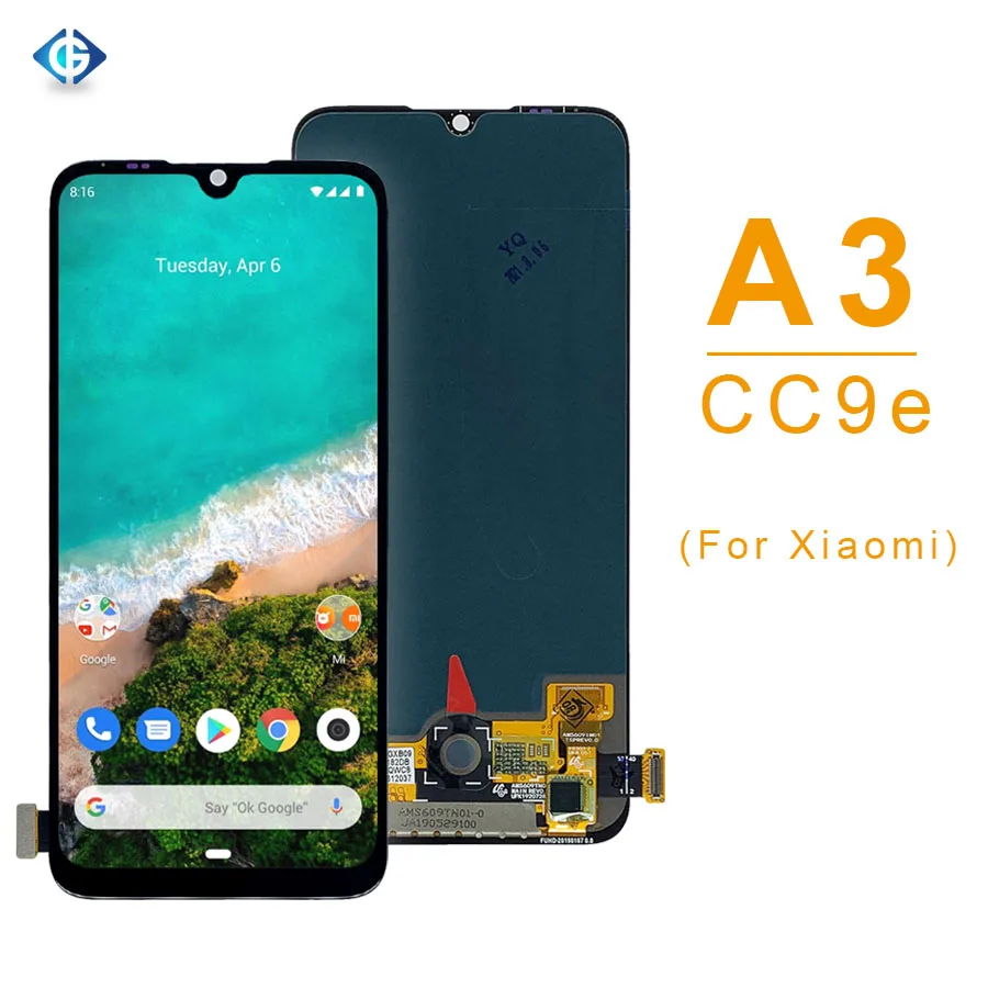 

Display For Xiaomi Mi A3 Lcd Screen with Touch Screen Digitizer + Frame Assembly for Mi A3 Display, Black for mi a3 combo display