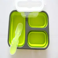 

New Food grade silicone folding collapsible lunch boxes For Outdoor