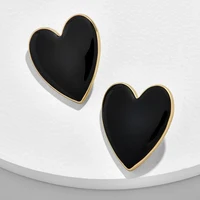 

2020 Fashion cute love heart stud earrings geometric alloy oil earrings for women minimalist jewelry