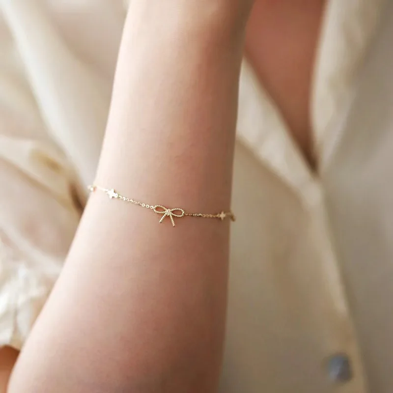 INS New Fashion Jewelry 925 Silver Bracelet Chain Jewelry for Women Versatile 925 Sterling Silver Bowknot Bracelet Jewelry
