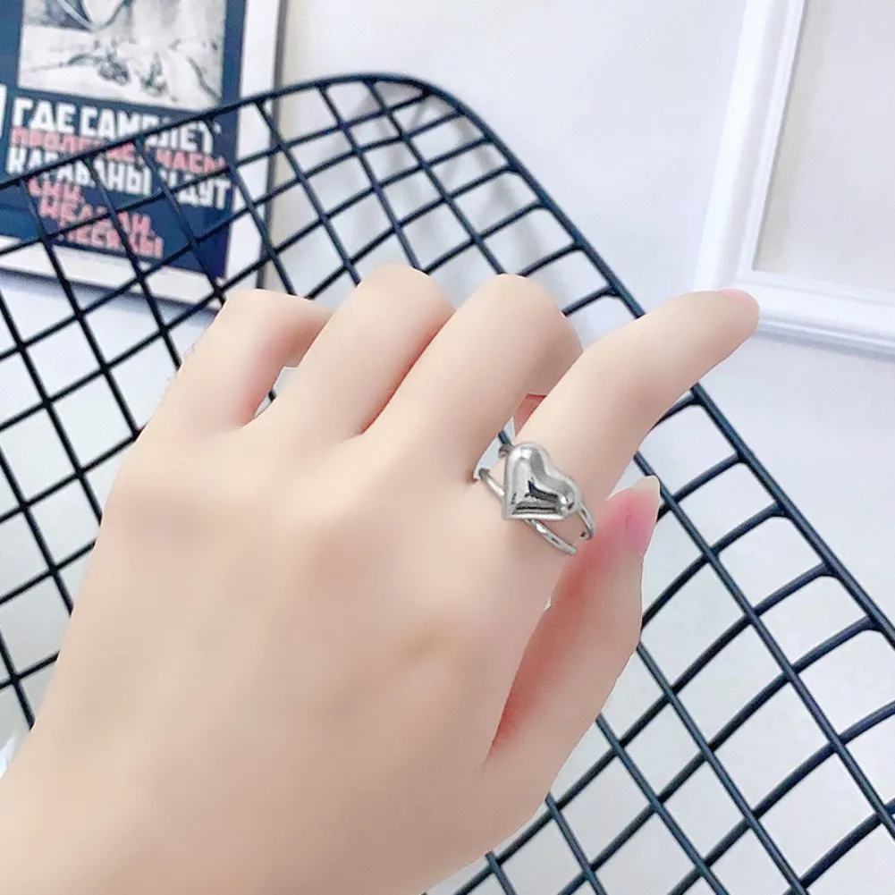 

YJZ140 New Trendy lovely heart shape couple rings 925 sterling silver adjustable copule rings for women