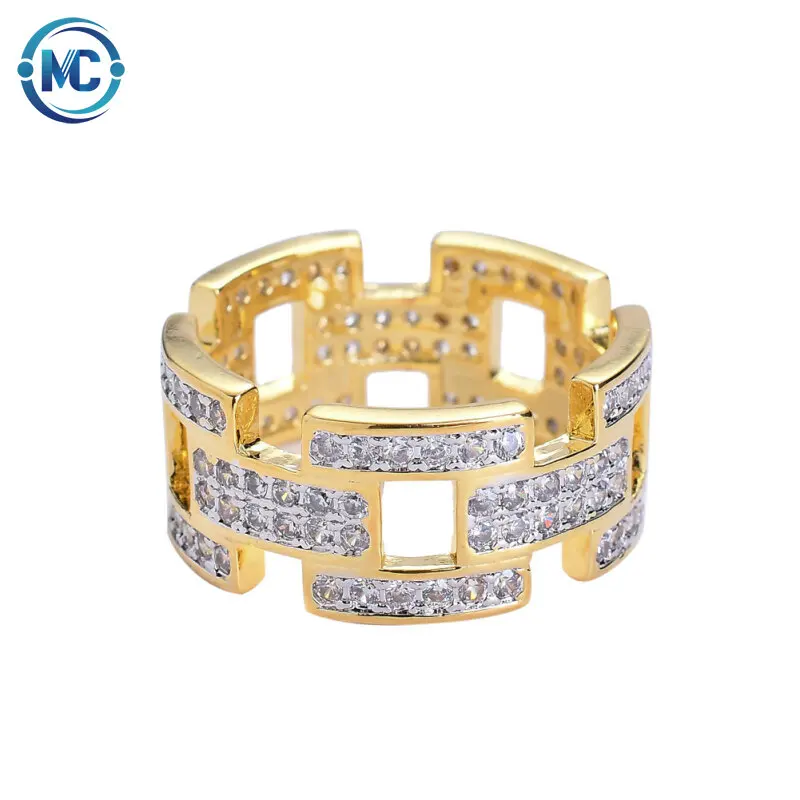 

2021 Hip-hop men's ring Zircon Micro gold plated men ring