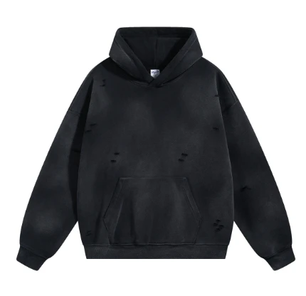 Fashion Design Custom Men's Oversized Pullover Cotton Fleece Hooded Collar Acid Wash Hoodie Long Sleeve Sports Jogger