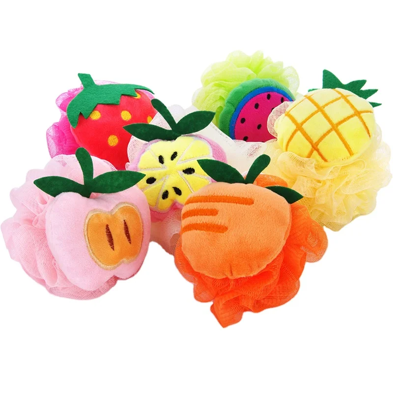 

Kids Shower Ball Cute Mesh Bath Sponge Fruit Shape Bath Sponge