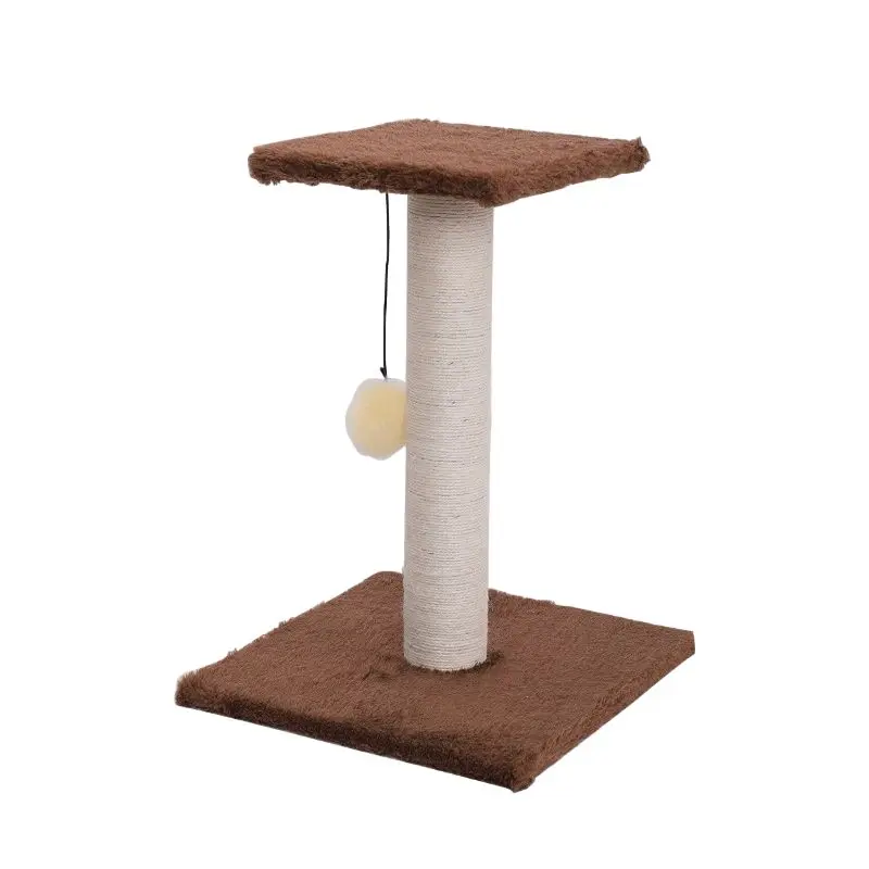 

Gray Brown Sisal Fabric Cat Scratching Post with Sisal Rope Ball Cheap Small Cat Tree, Amber, gray