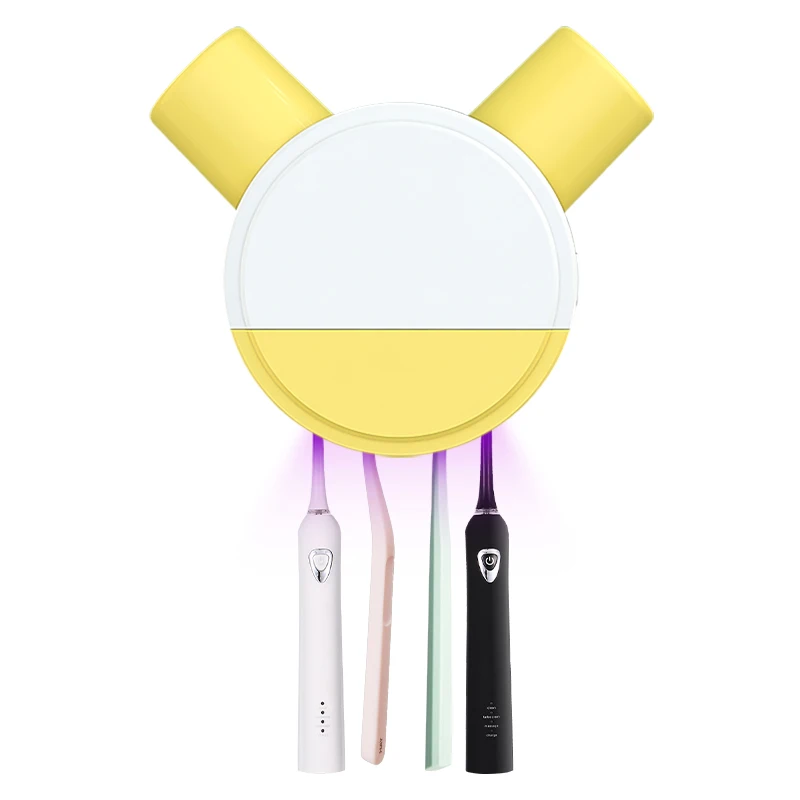 

New design multi-scene USB rechargeable toothbrush disinfector dental disinfector with uv disinfection cup, Yellow/customized