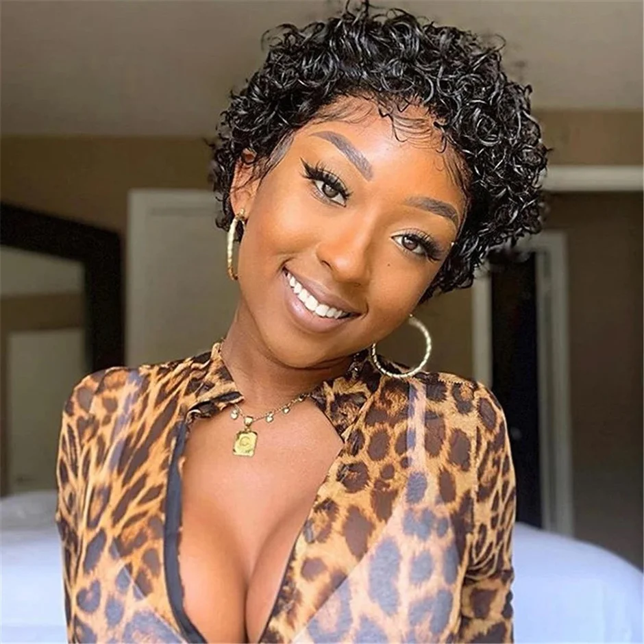 

Pixie Cut Curly Bob Wig 13x4 Lace Frontal Short 6 Inch Human Hair Lace Wigs Gluess Preplucked Brazilian Remy Baby Hair Wavy Wig