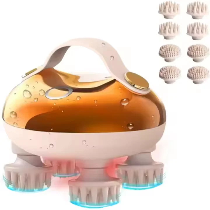 Multifunction Electric Scalp Massager Brush IP7 Waterproof Red Light Therapy Head Facial Body Massager