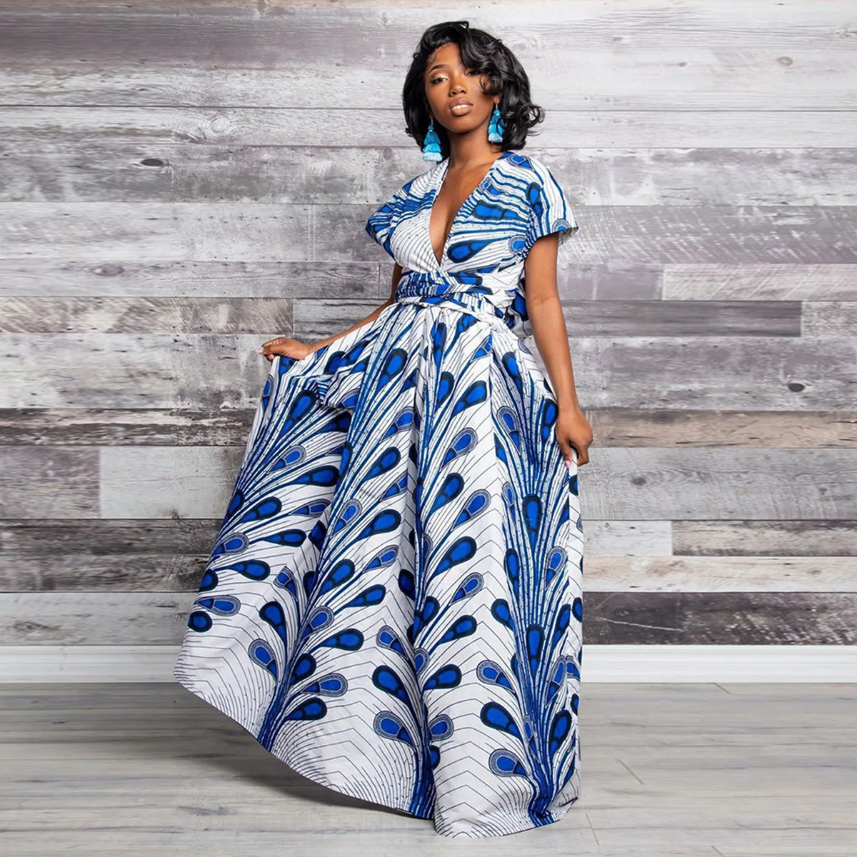 2021 Latest New Fashion Traditional In Kenya Maxi Evening Dress Girls Fashion Kitenge Dress 