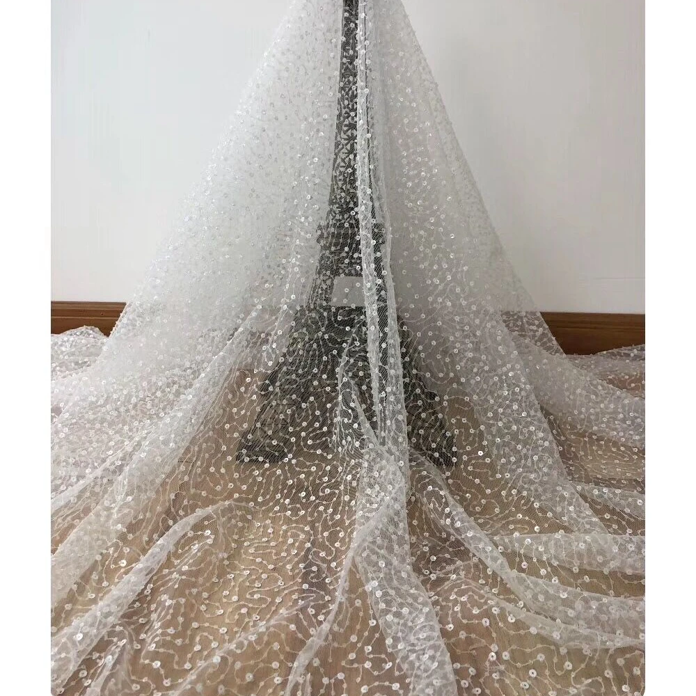 

Fancy ivory bridal lace fabric beaded embroidery fabric beading dubai for Wedding dress