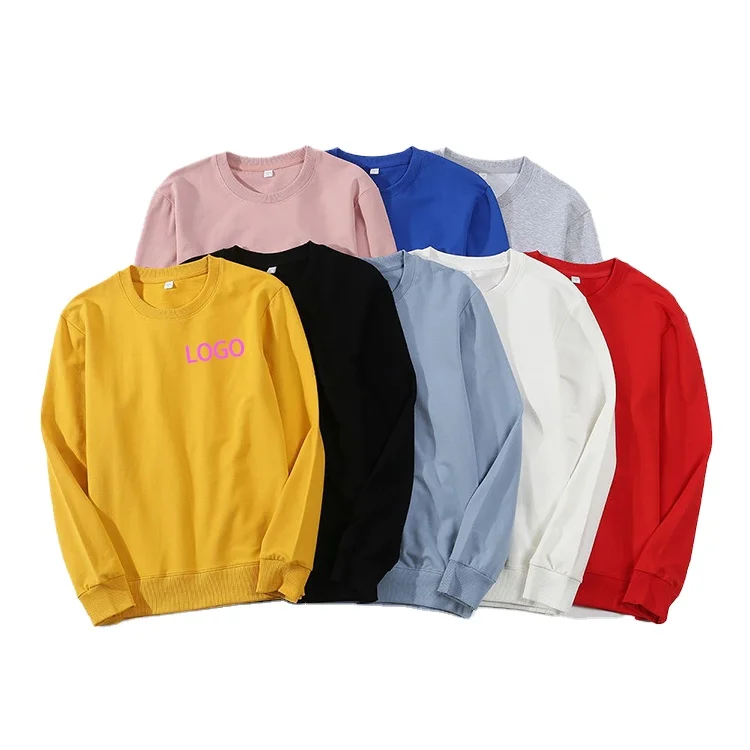 

OEM new unisex 100% cotton round neck casual sports terry long sleeve sweater pullover