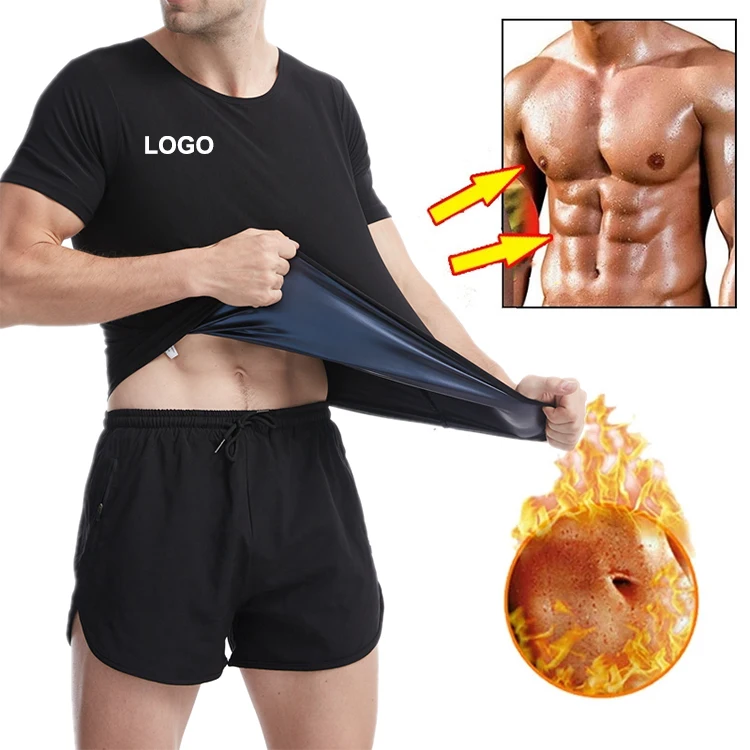 

Hot Sales Fever Sweating Slimming Underwear Mens Fitness Gym Suit Heat Trapping Weight Loss Body Shapers Men Sweat Vest Sauna, Black