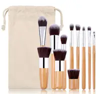 

11PCS Makeup Tools Professional Cosmetic Brushes Natural Bamboo Handle Makeup Brushes With Cosmetics Pouch