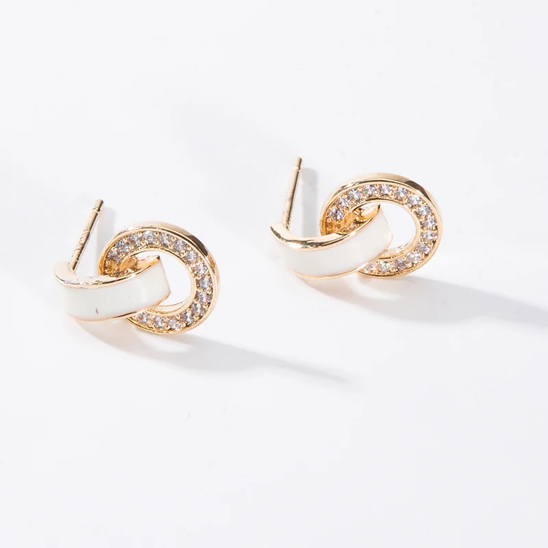 

2021 new European noble brass plated freshwater crystal fashion ring earrings