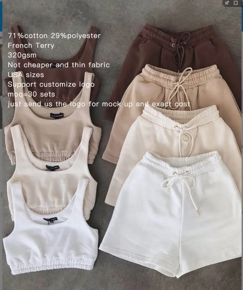 

2021 Custom Logo Outfit Two Pieces Short Pants Set Women Sweatpant Set Designer Joggers 2/Two Piece Short Set Women Custom logo, Customized colors