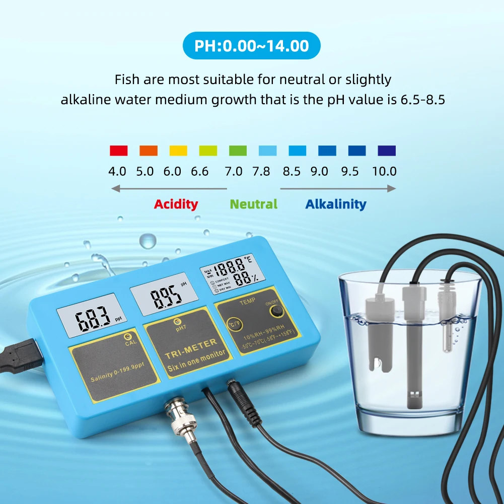 Top Professional 2 In 1 Ph/salinity Meter Digital Lcd Online Ph Meter