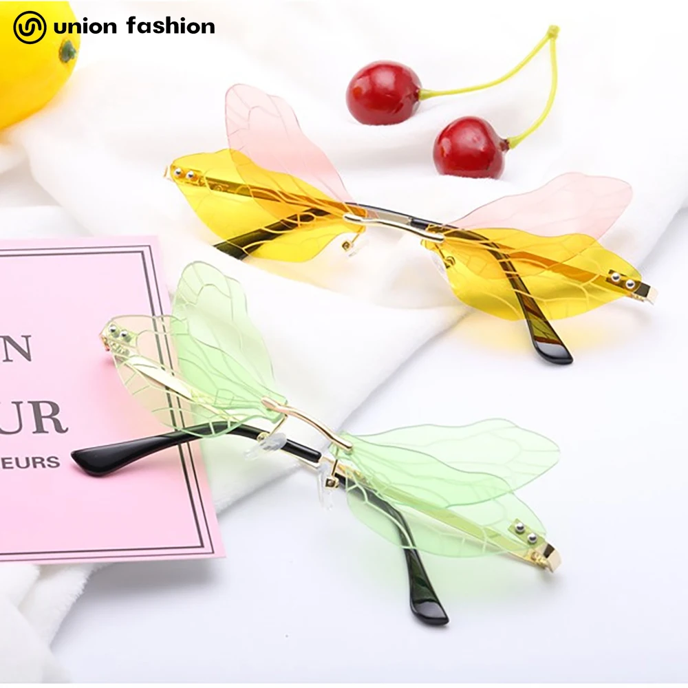 

New Products Wing Trendy Unisex High Quality Rimless Sunglasses, 7 colors