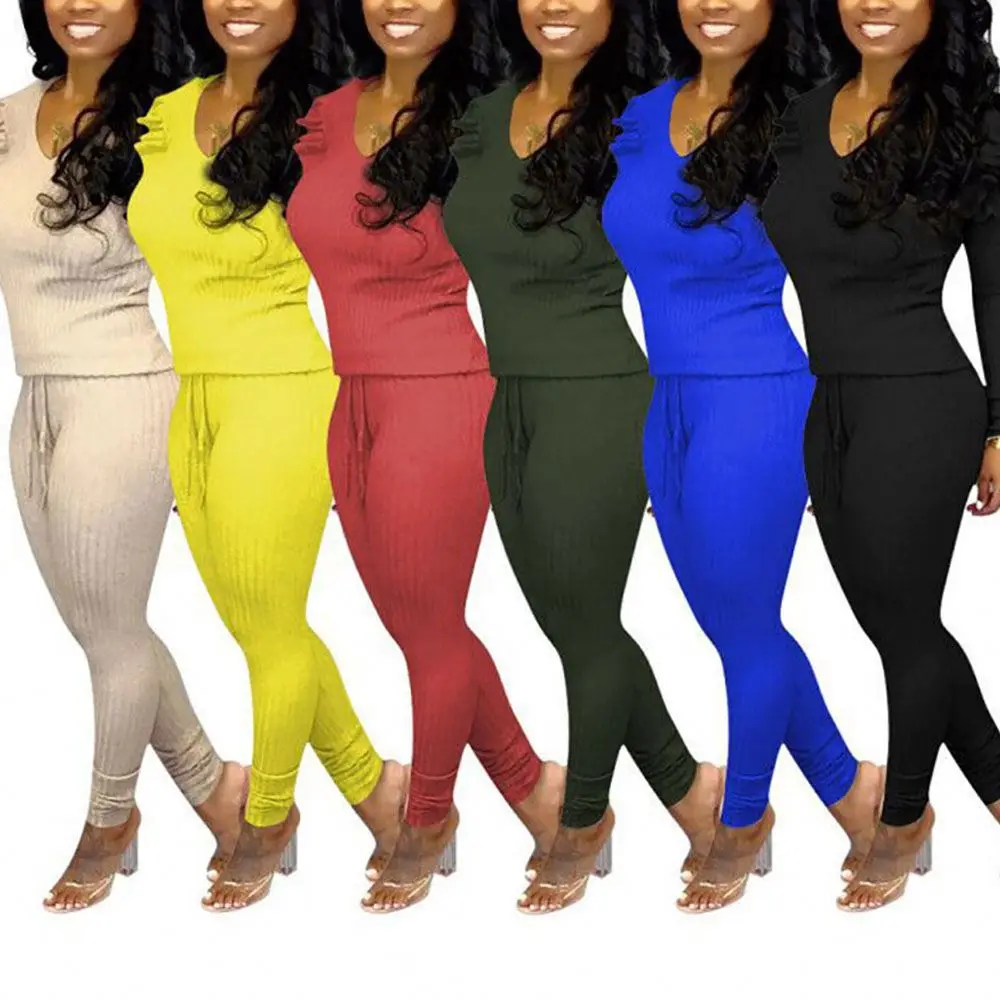 

Knit Top And Pants Women Clothing Set Two Piece Nude 2 Piece Plus Size Set