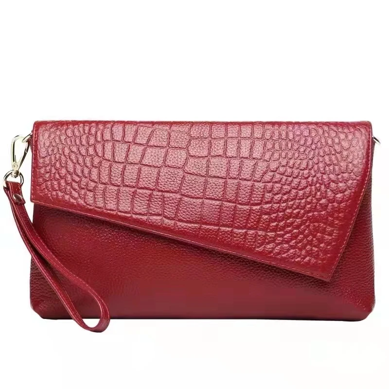 

New Design Glasses Genuine Clutch Bag Cowhide Small Crocodile Shoulder Evening Bag for Lady, More colors