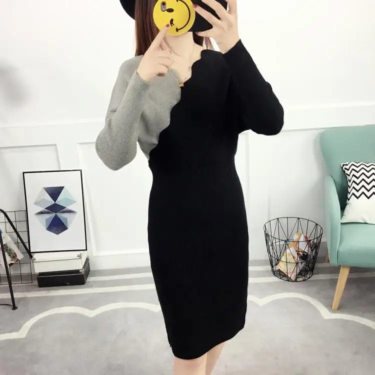 Wholesale new arrival sexy women v neck collect waist women sweater dress
