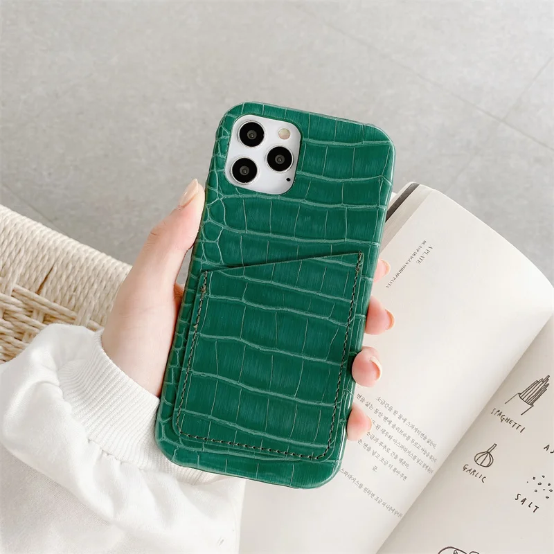 

Amazon hot sell crocodile embossed phone case for iphone 13 pro crocodile leather wallet card holder phone cover