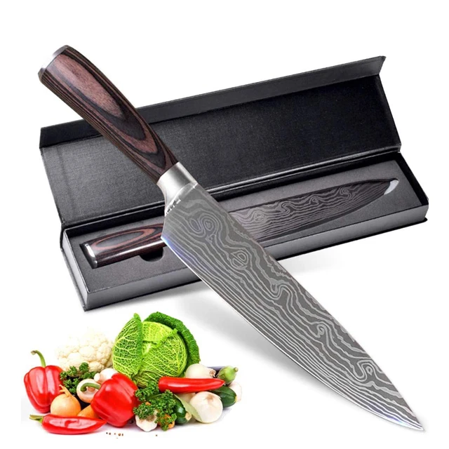 

Top hot sell in amazon high carbon steel 5CR15mov 8 inch chef knife with pakka wood handle