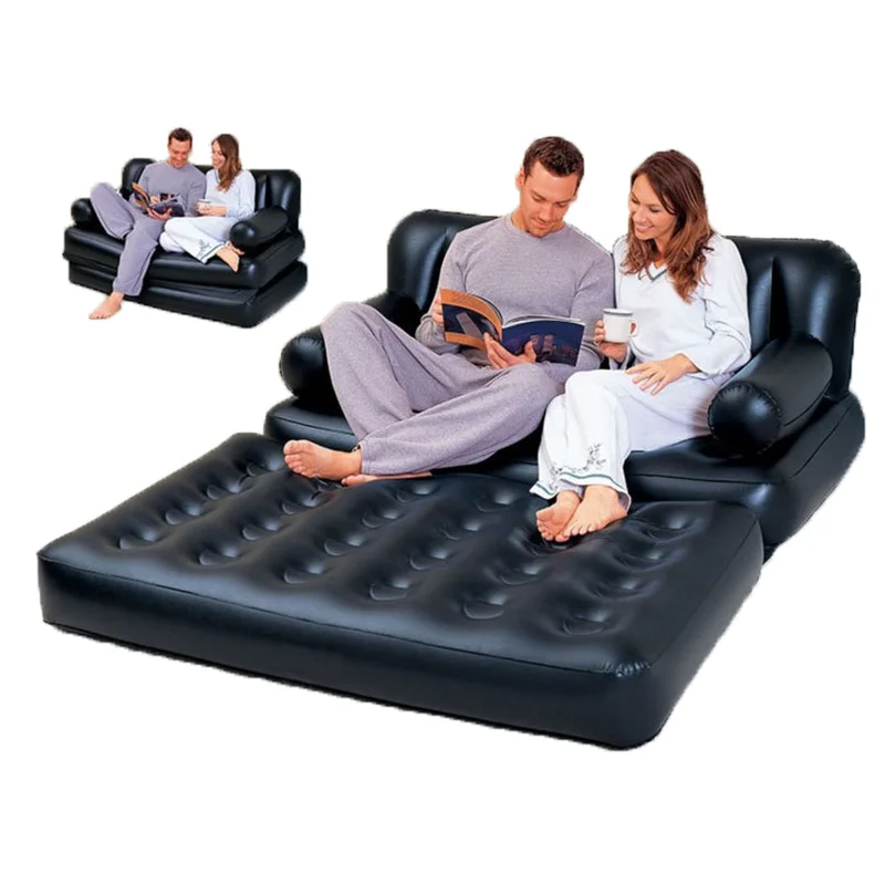 Wholesale and custom multi-function five in one double layer outdoor folding inflatable sofa bed