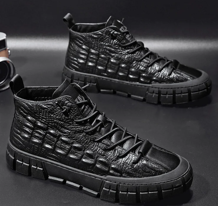 

2021New trendy shoes, men's casual shoes, student high-top leather shoes LB09