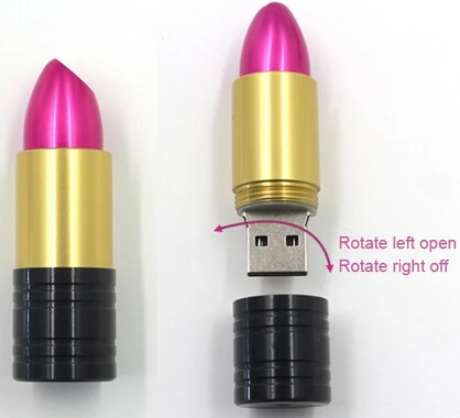 

Special Metal Usb Lipstick Flash Drive 4GB 8GB With Logo Printing, Beige, black, blue, brown