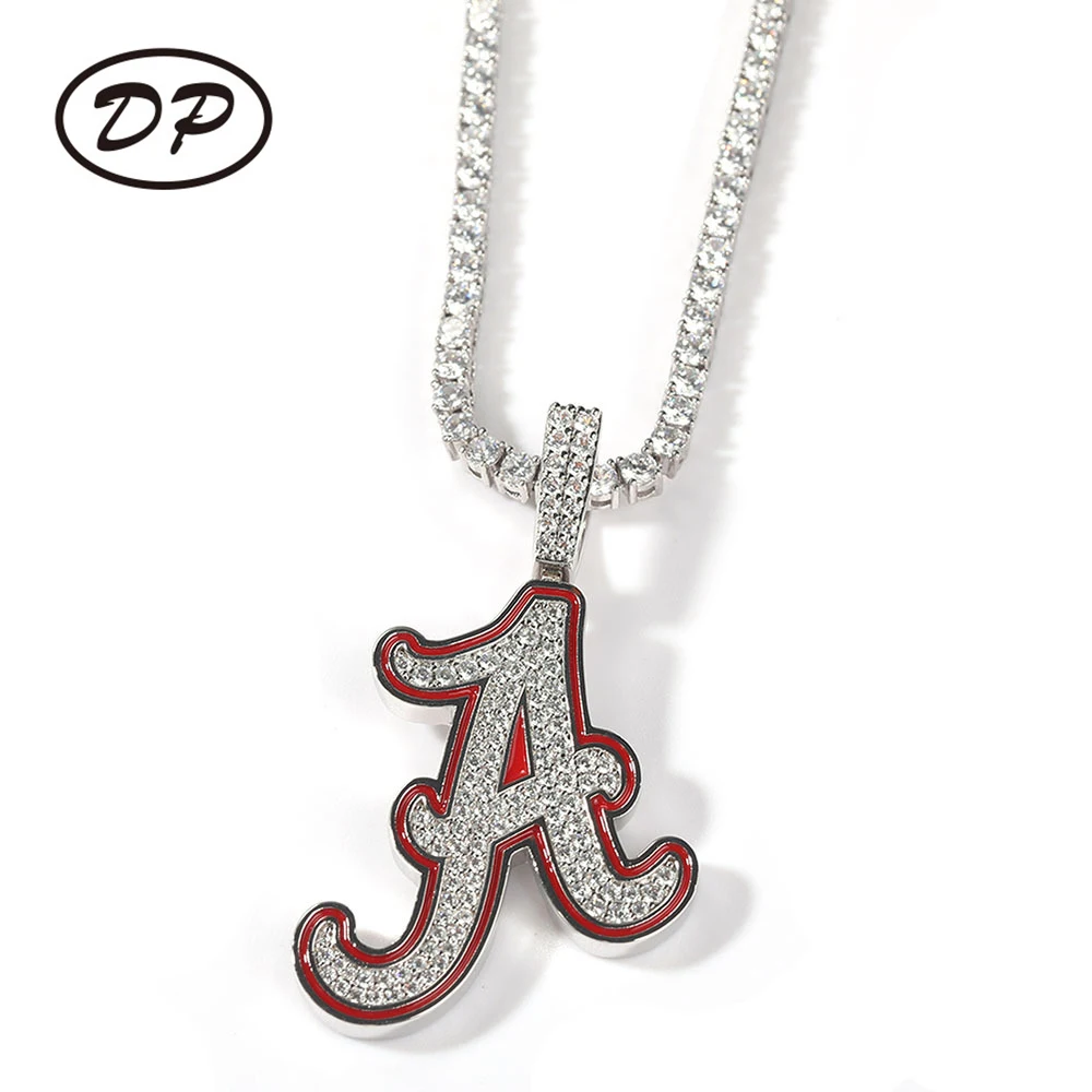 

DP Hip Hop Red Oil Letter A Pendant Rapper Jewelries Ready to Ship Bluk Necklace, Gold silver
