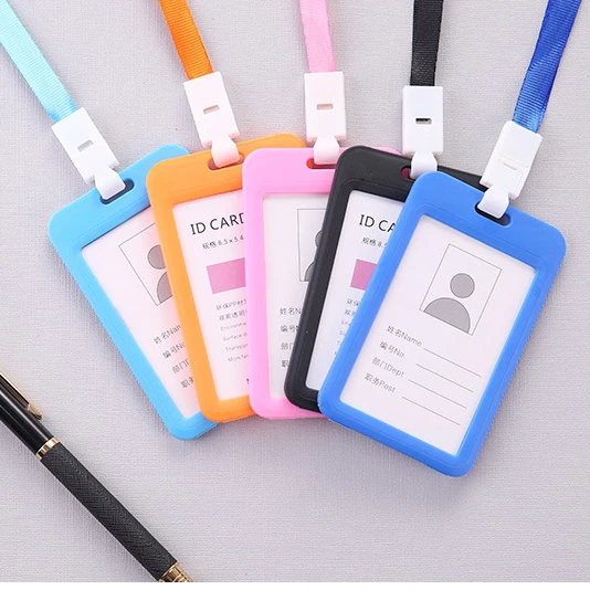 

84 Candy Color Identity Badge Lanyard Plastic Work ID Neck Strap Card Bus Holders Work Card Bus Access Student Card Holder, 9 colors
