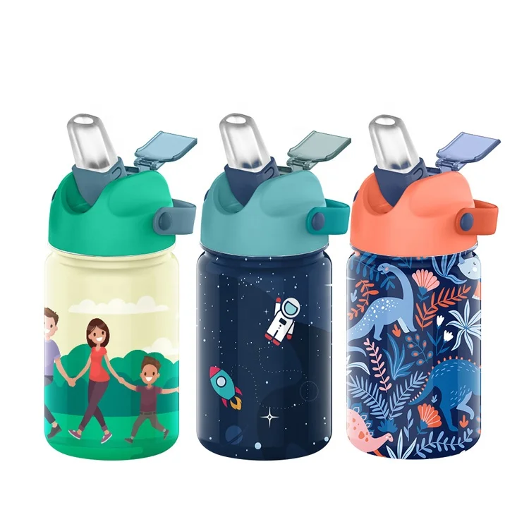 

Custom easy clean high quality stainless steel baby children thermal straw lid water bottles for kids, Customized color